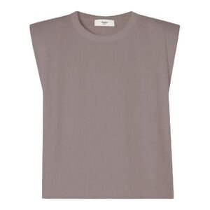 Frankie Shop Eva Shoulder Pad Top in Taupe Brown Size Small